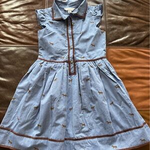 Janie and Jack Blue Shirt with Brown Trim